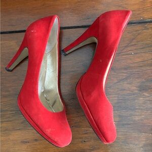FRANCO SARTO Womens Size 9 Red Suede-Like Stiletto Heels Pumps Classic